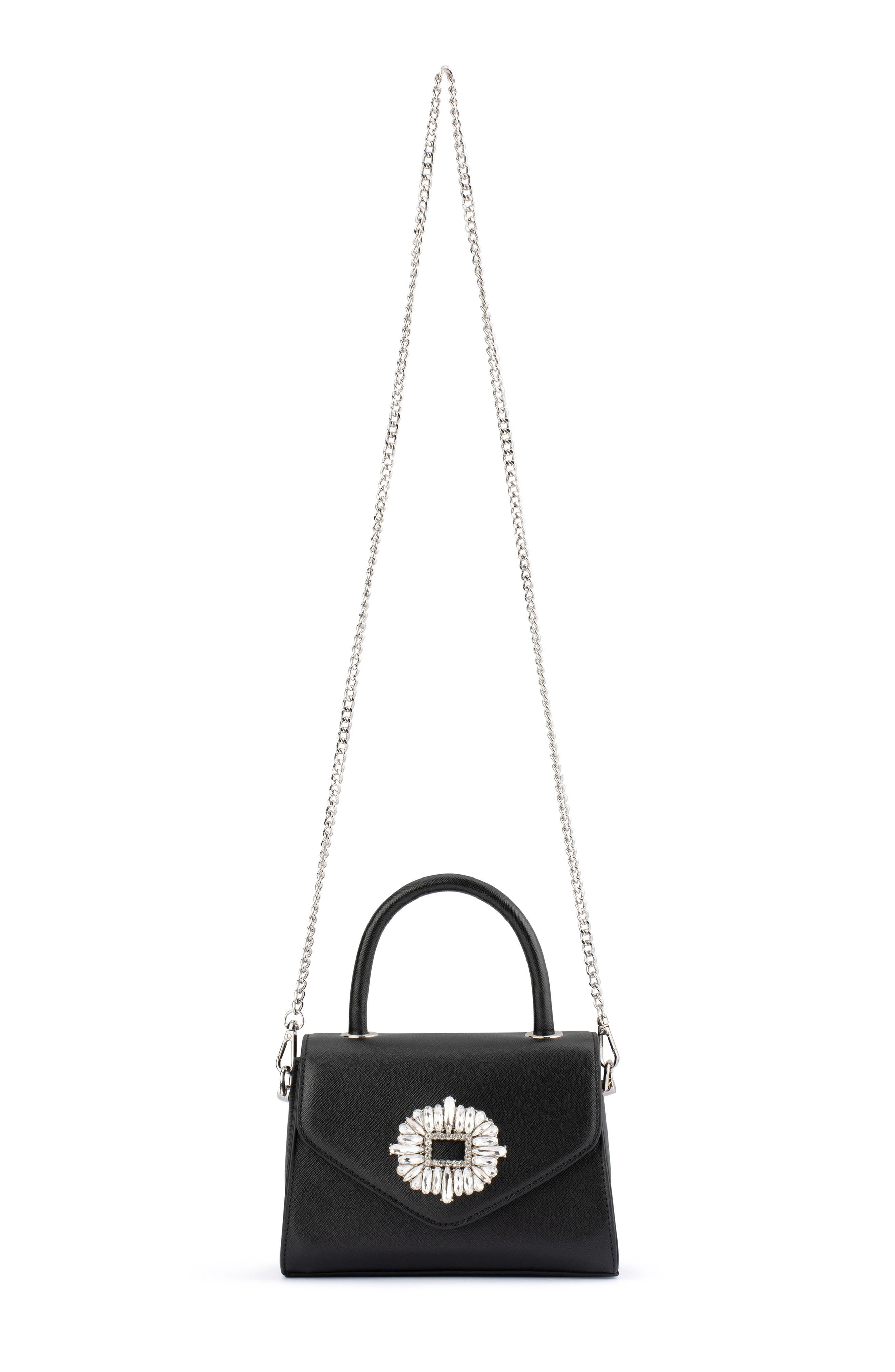 Olga Berg Alejandra Embellished Top Handle Bag, Alternate, color, Black