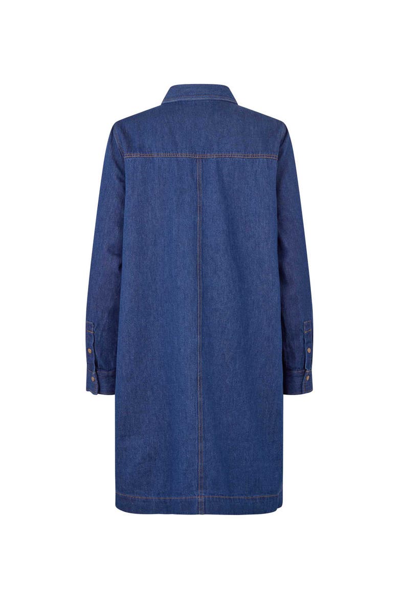 Denim Long Sleeve Collared Long Shirt, Alternate, color, Dark Denim