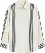 Madewell Vertical Stripe Linen Blend Button-Up Shirt