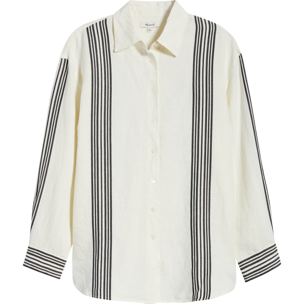 Madewell Vertical Stripe Linen Blend Button-up Shirt