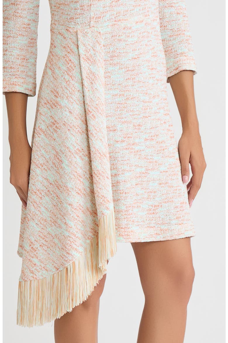 Faux Wrap A-Line Melange Tweed Knit Dress, Alternate, color, Fresh Mint/Biscotti