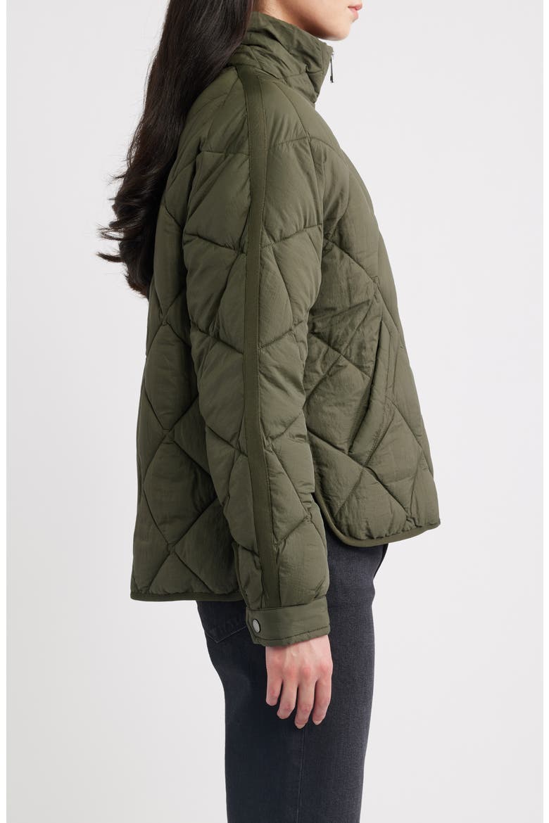 Crop Diamond Quilted Jacket, Alternate, color, ARMY
