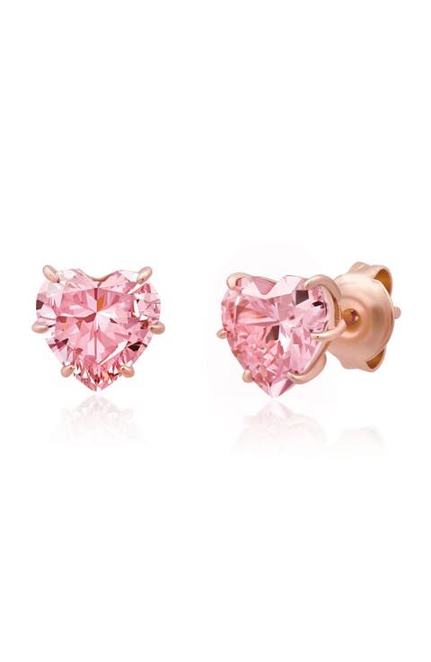 Cubic Zirconia Heart Stud Earrings