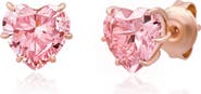 Crislu Cubic Zirconia Heart Stud Earrings
