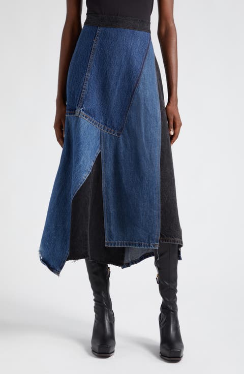 Elena Baggy Denim Midi Skirt