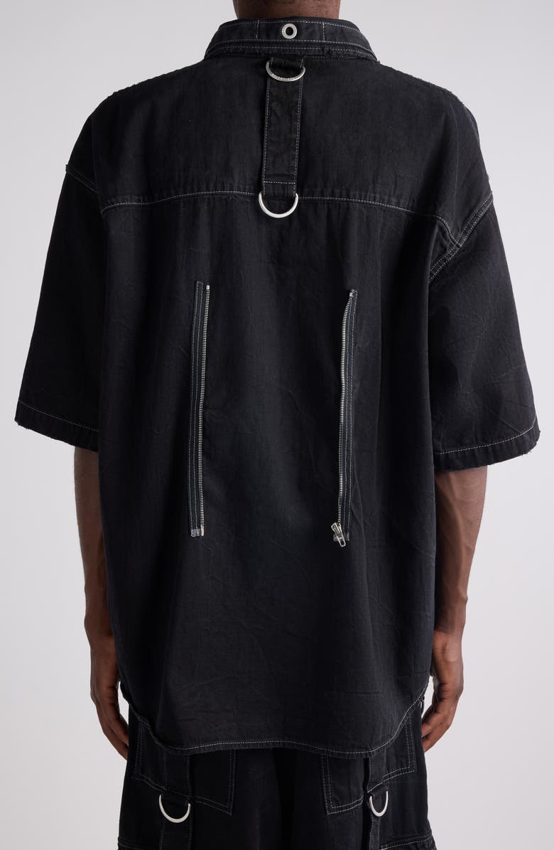 Balenciaga D-Ring Cotton Denim Utility Shirt, Alternate, color, Lightweight Black