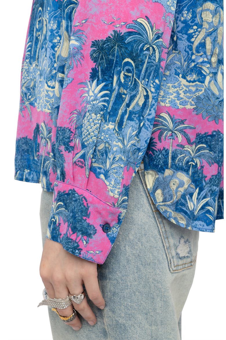 Tink Wild Jungle Print Crepe Popover Top, Alternate, color, LADY
