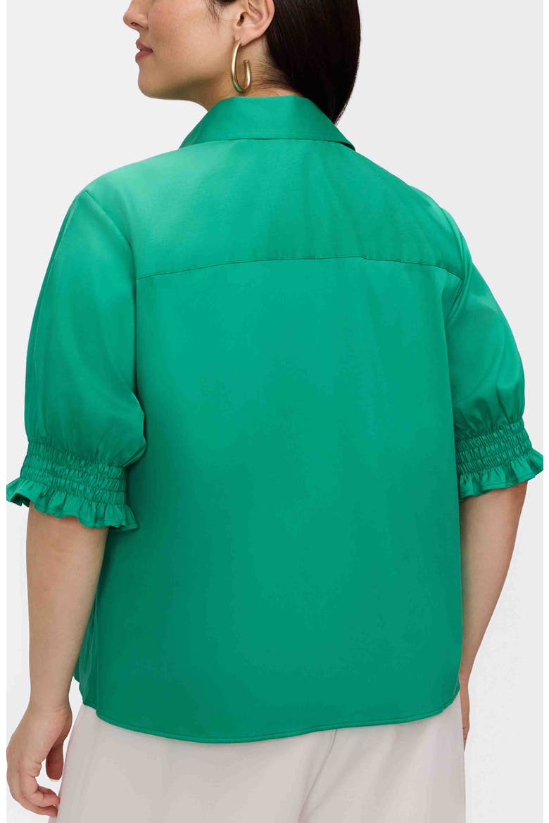 Vivienne Elbow Sleeve Matte Sateen Button-Up Shirt, Alternate, color, KELLY GREEN