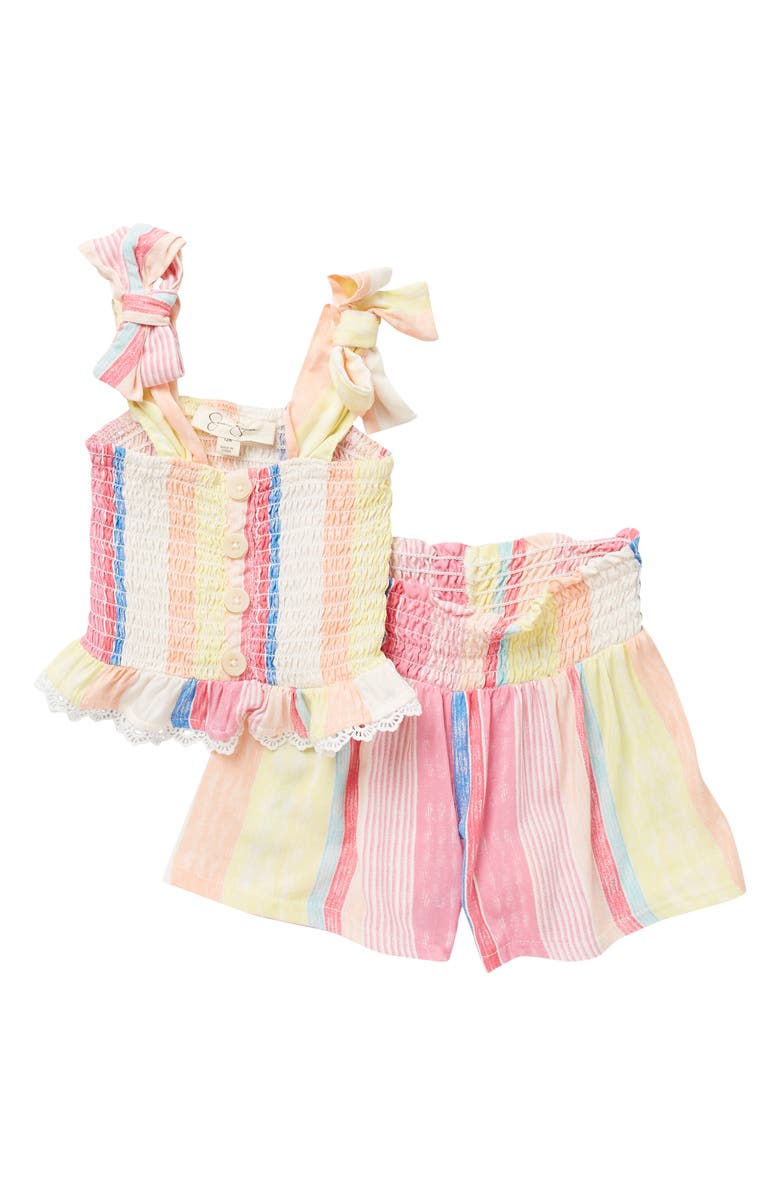 Jessica Simpson Tie Dye Smocked Tank & Shorts Set, Main, color, 