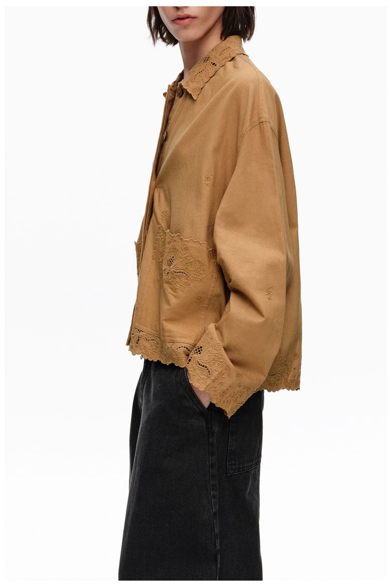 Embroidered Cotton-Linen Jacket, Alternate, color, CAMEL