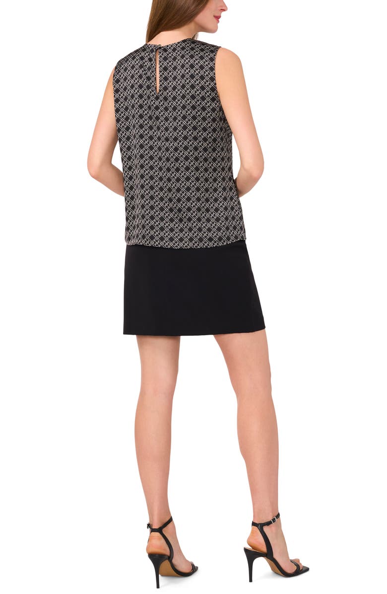 Halogen<sup>®</sup> Single Pleat Sleeveless Satin Shell, Alternate, color, Rich Black Geo