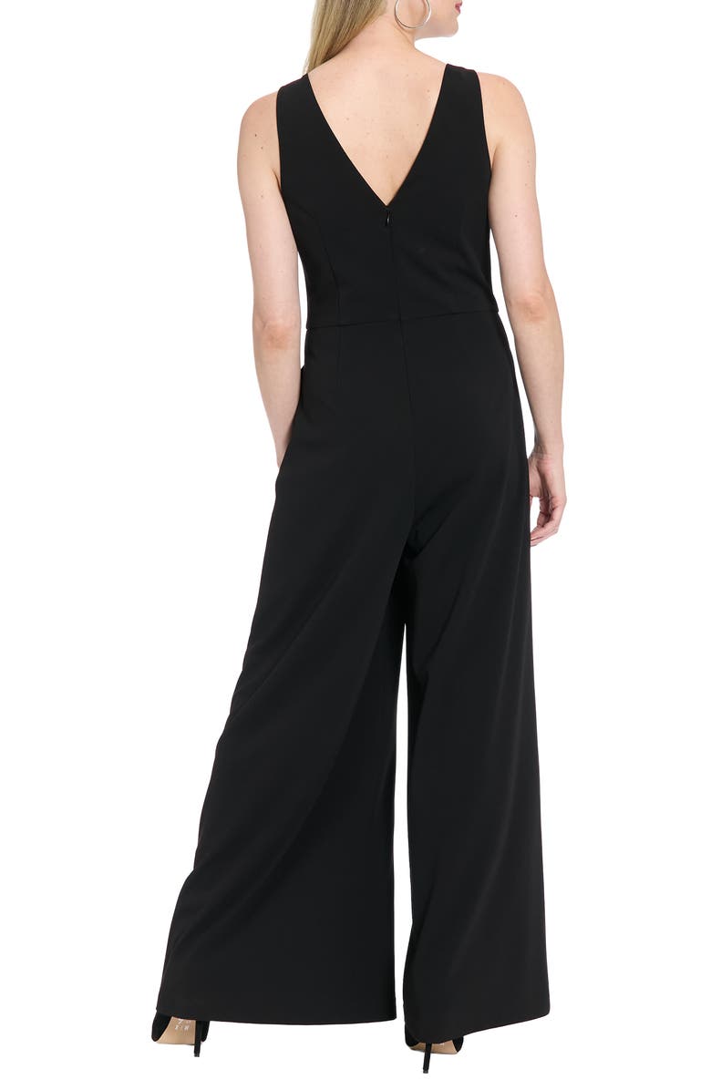 London Times Bowtie Wide Leg Jumpsuit, Alternate, color, Black/ Black