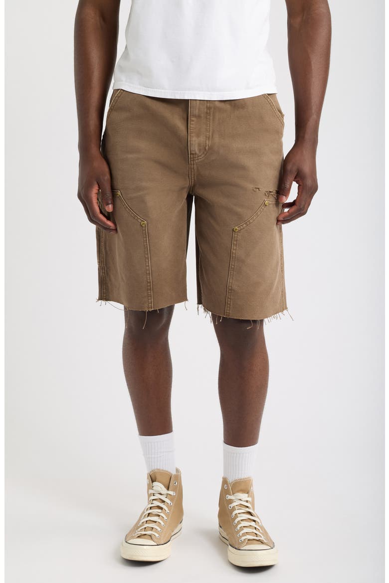 Ripped Carpenter Denim Shorts, Main, color, BROWN