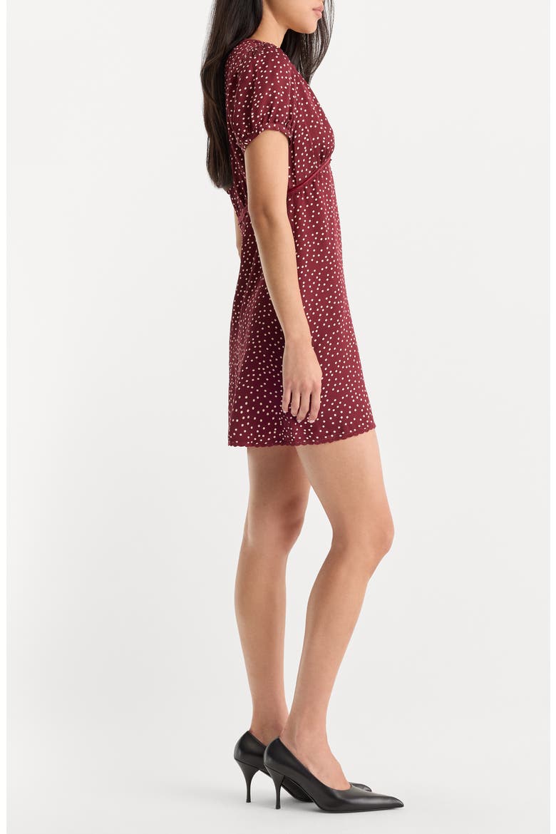 Lace Trim V-Neck Minidress, Alternate, color, BERRY NOIR PRINT