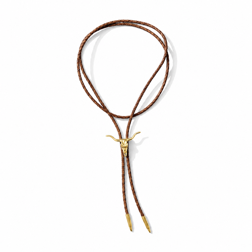 Eighteen Forty Two Longhorn Bolo Tie Necklace with Brown Cord in Brown And Gold at Nordstrom
