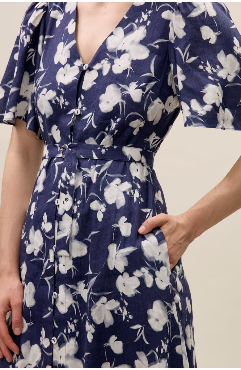 Rebecca Taylor Bea Linen Maxi Dress, Alternate, color, Navy Combo