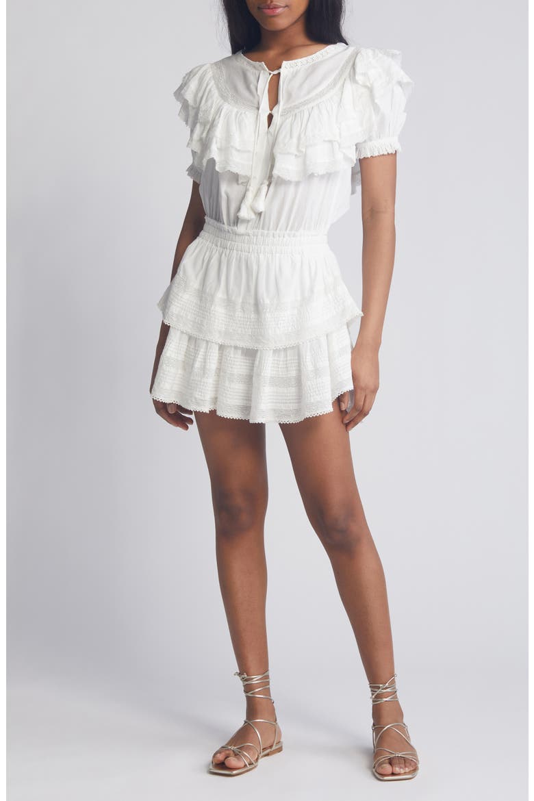 Liv Lace & Ruffle Minidress, Main, color, ANTIQUE WHITE