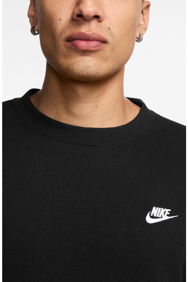 Club Brushed Fleece Crewneck Sweatshirt, Alternate, color, BLACK/ WHITE