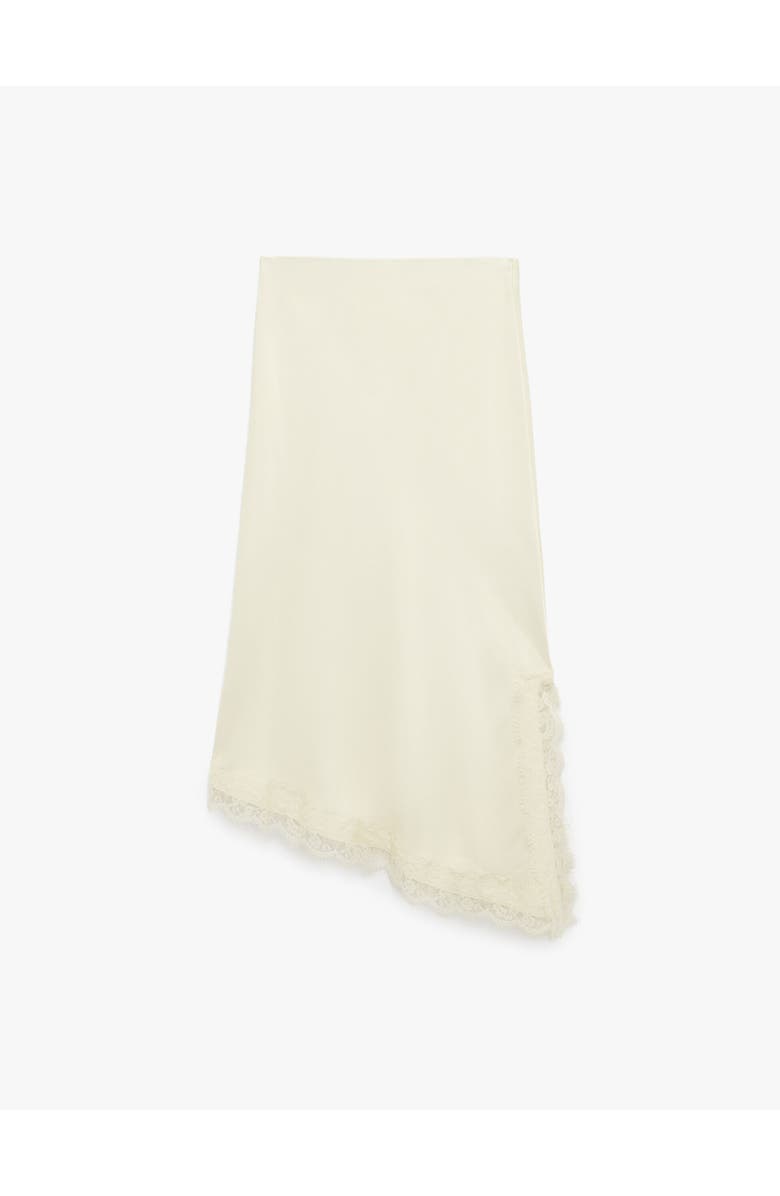 ZDNU 81041892 Asymmetric Lace Trim Satin Skirt, Alternate, color, Yellow