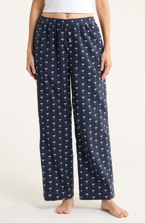 Print Flannel Boxer Pajama Pants