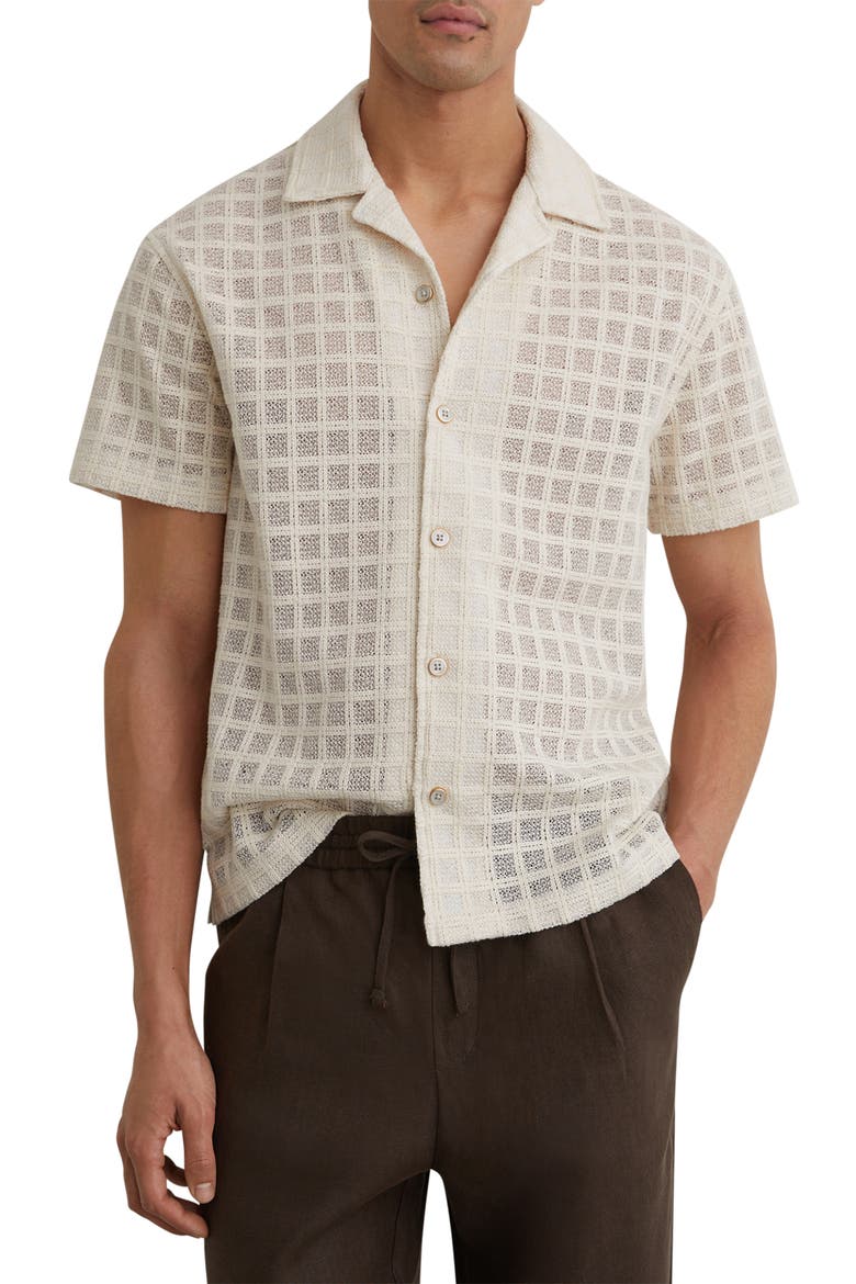 Belardo Cotton Blend Camp Shirt, Main, color, OFF WHITE