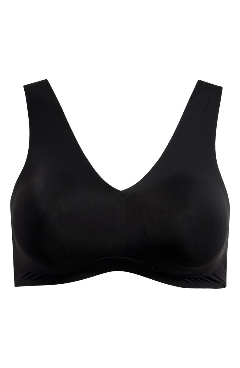 True & Co Body Lift V-Neck Bralette, Alternate, color, Black