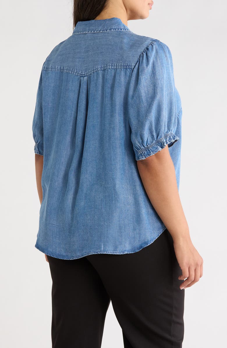 beachlunchlounge Inara Denim Top, Alternate, color, Medium Wash