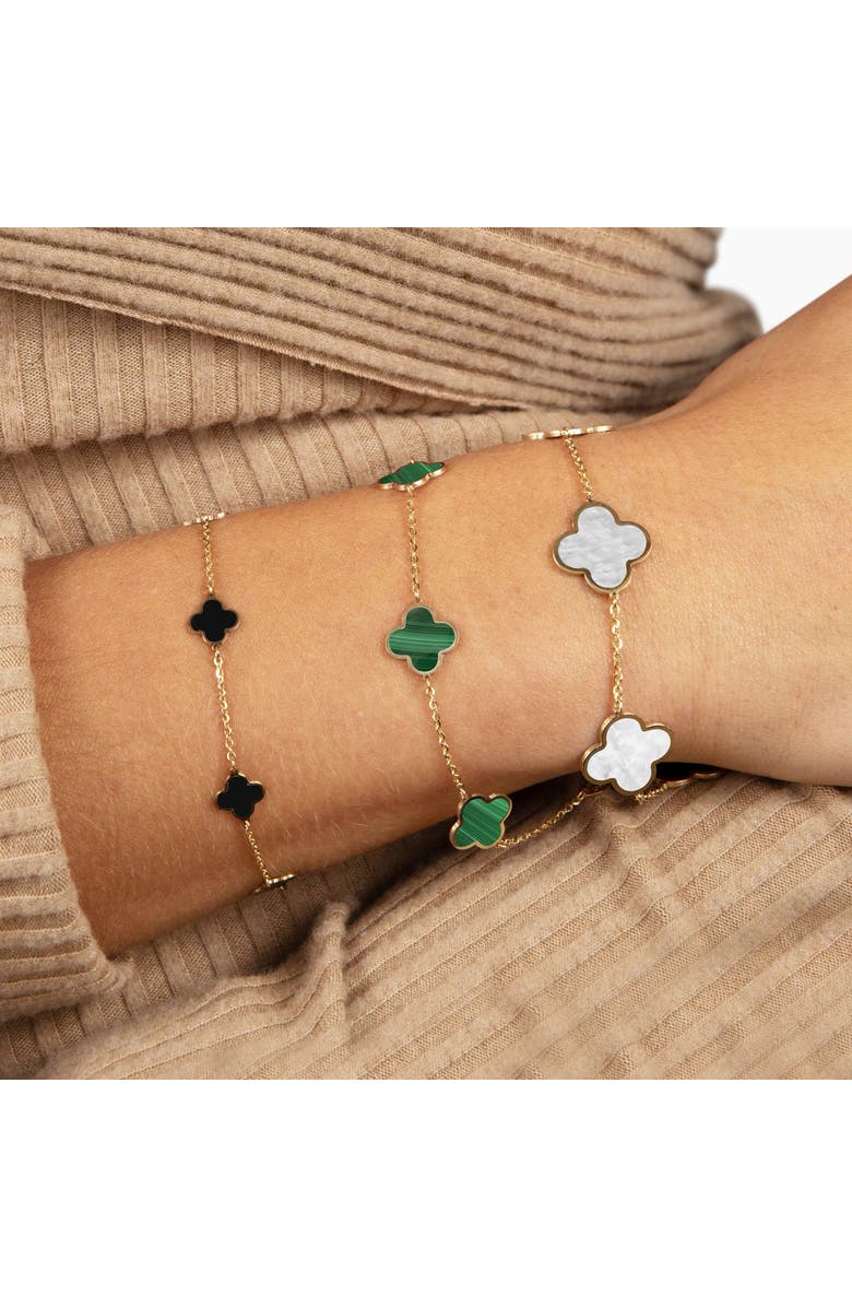 The Lovery Fine Jewelry Small Malachite Clover Bracelet, Alternate, color, Malachite