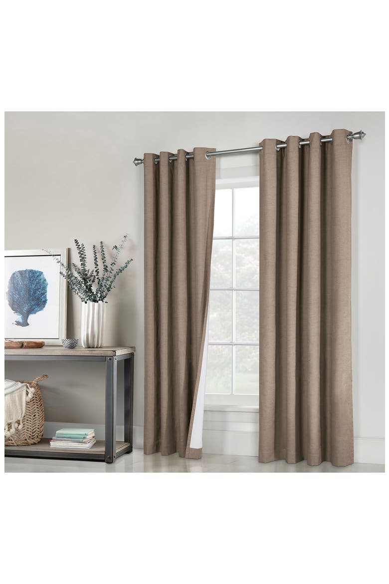 Set of 2 Noise Reducing Indoor Curtain Panels, Alternate, color, PEBBLE