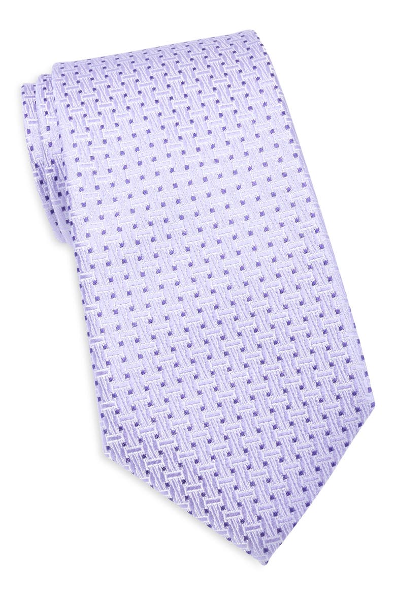 Basketweave Silk Tie, Main, color, LAVENDER
