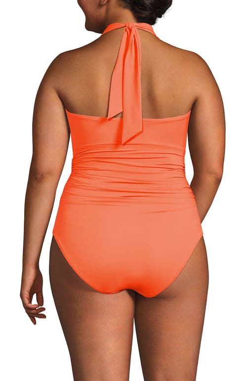 Lands' End Slender Suit Multi-way Bandeau High Leg One Piece Swimsuit In Orange