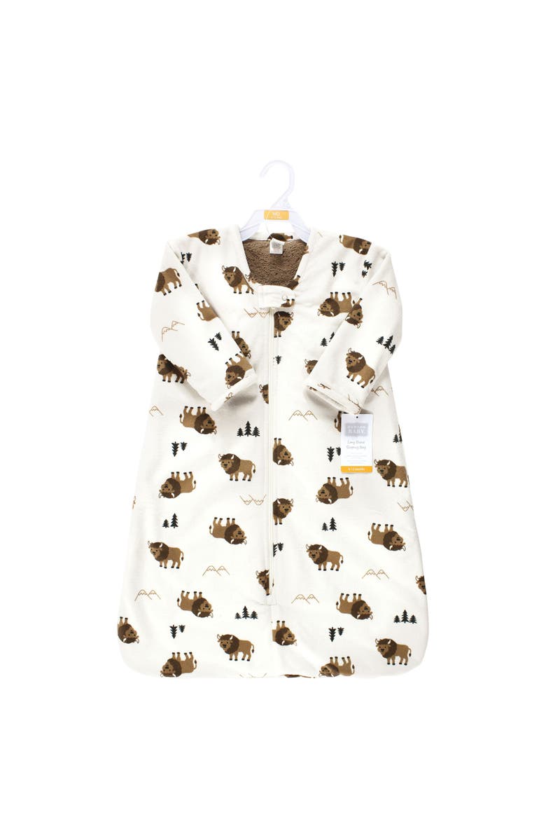 Hudson Baby Long Sleeve Plush Faux Fur Sleeping Bag, Wearable Blanket, Alternate, color, Wild Buffalo
