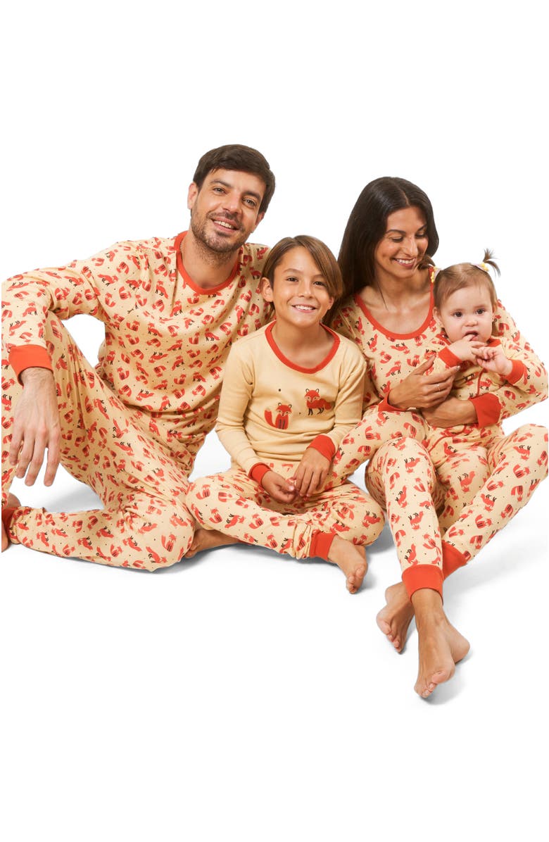 Leveret Footed Printed Cotton Matching Family Pajamas, Animal Kingdom Prints, Alternate, color, Fox