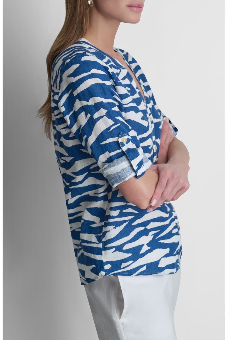 Print Linen Shirt, Alternate, color, TIDAL BREAK
