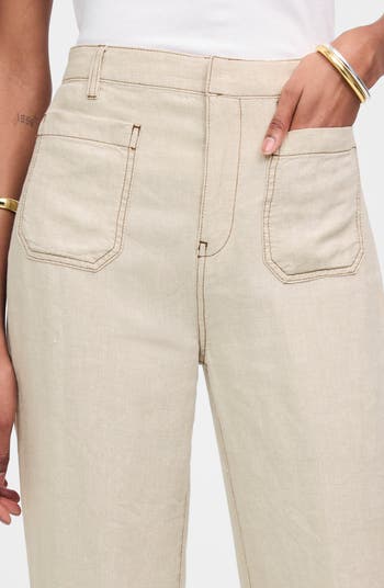 Patch Pocket Linen Flare Pants