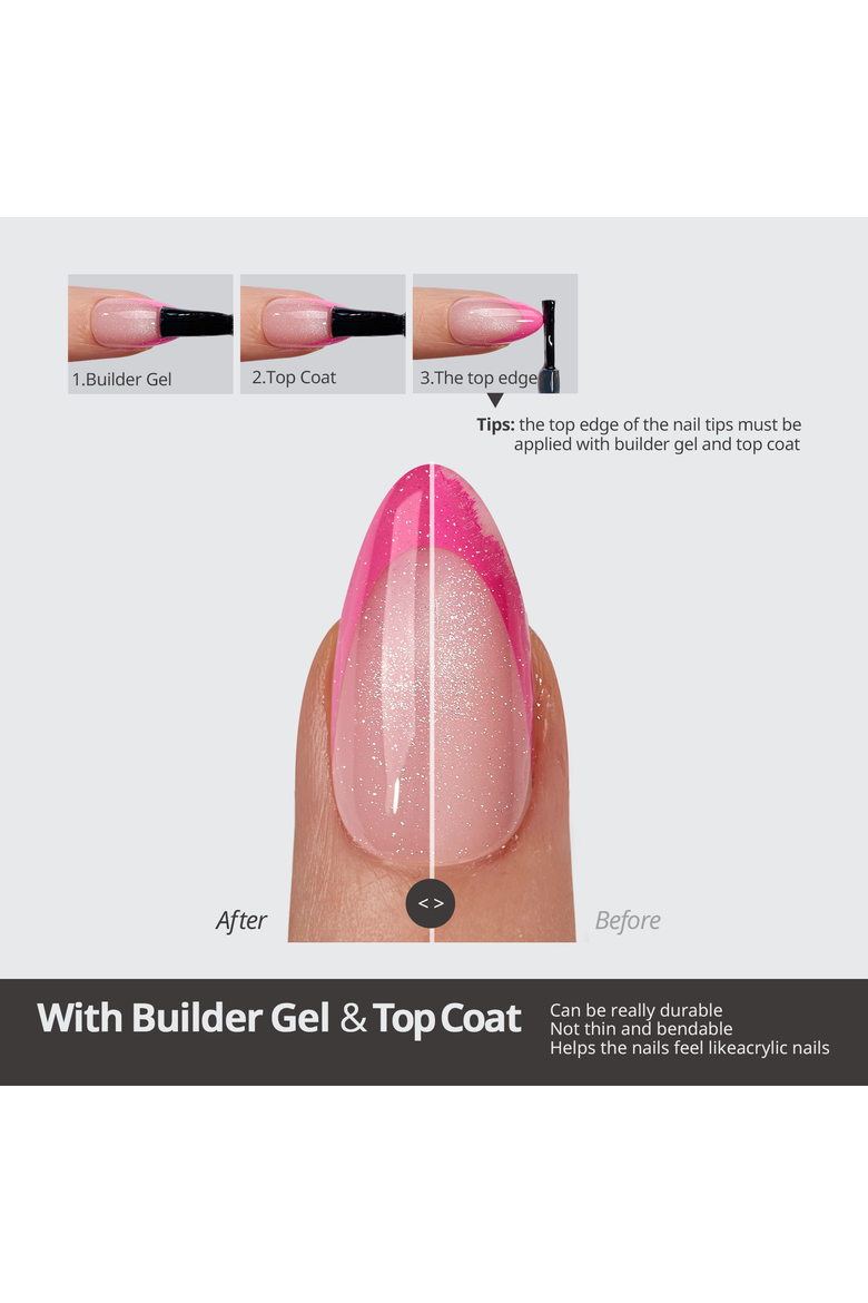 Soft Gel Nail Tips XCOATTIPS® French Brighter Pastel - Cat-Eye Base Collection, Alternate, color, Long Stiletto
