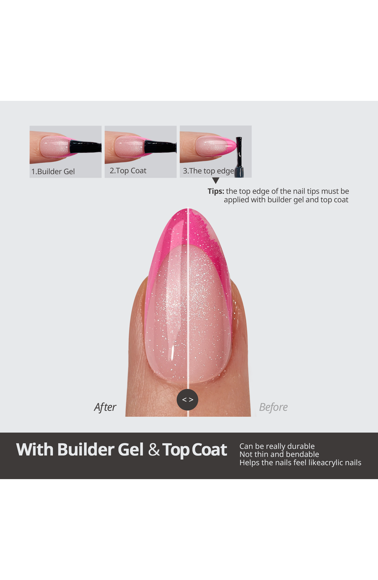 Btartboxnails Soft Gel Nail Tips XCOATTIPS<sup>®</sup> French Brighter Pastel - Cat-Eye Base Collection, Alternate, color, Medium Coffin