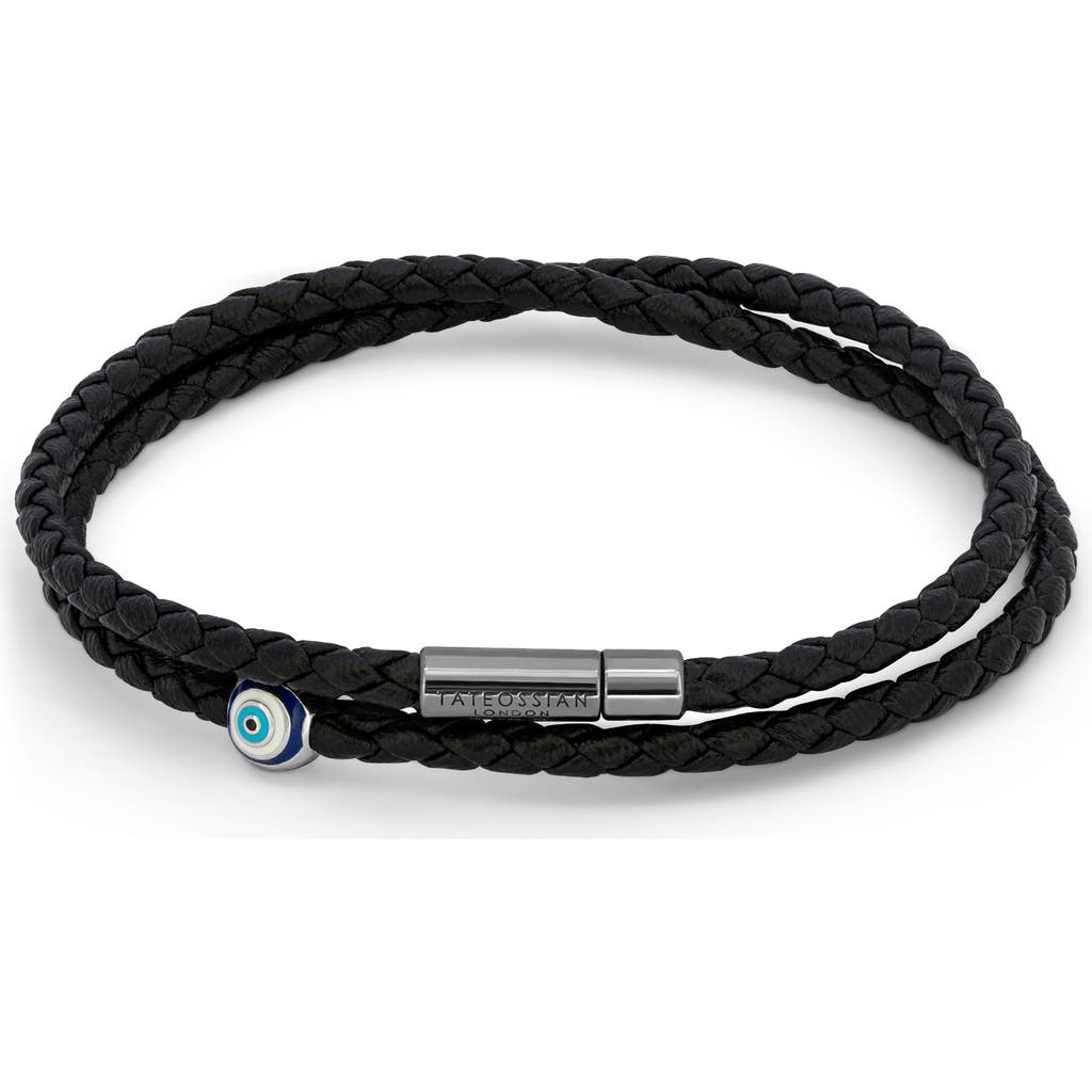 Tateossian Men's Mini Pop Braded Bracelet in Black  product