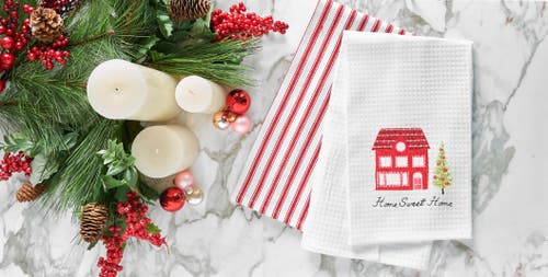C & F Home C&f Home Home Sweet Home Embroidered & Waffle Weave Kitchen Towel In White