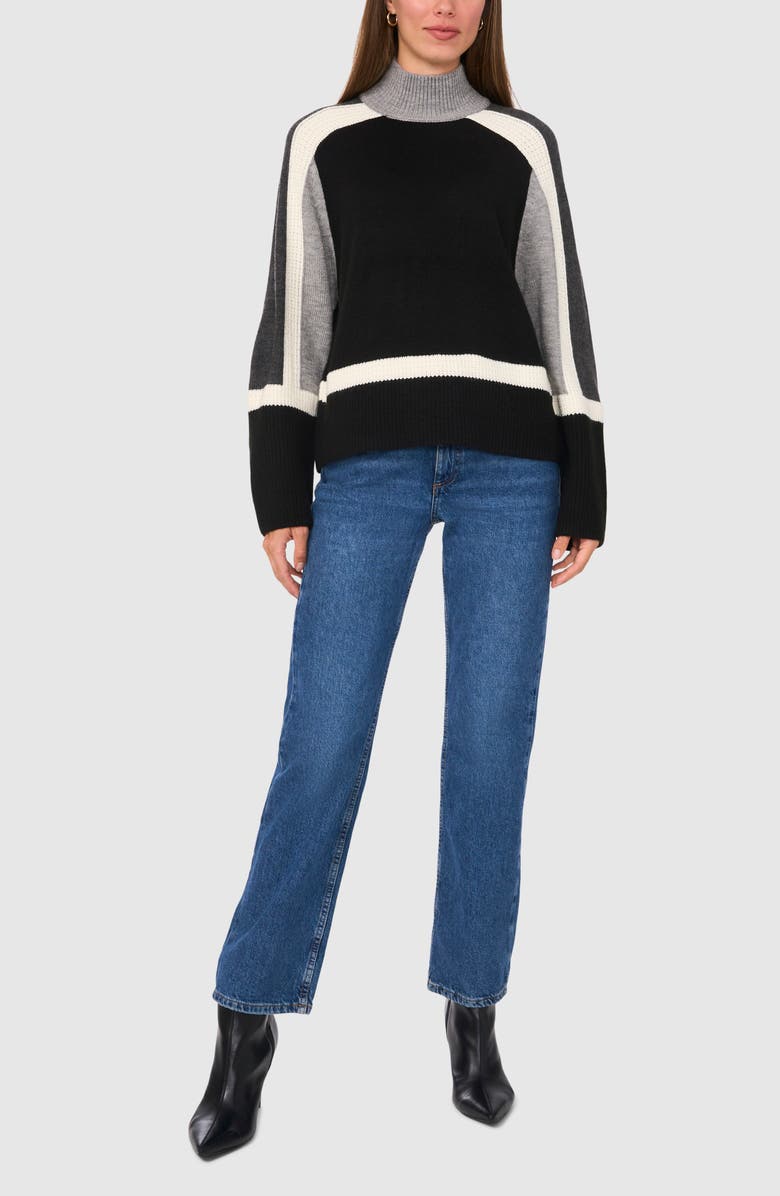 Halogen<sup>®</sup> Colorblock Mock Neck Sweater, Alternate, color,