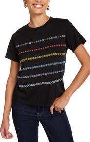 Lauren Moshi Ursula Crystal Evil Eye Stripe Top