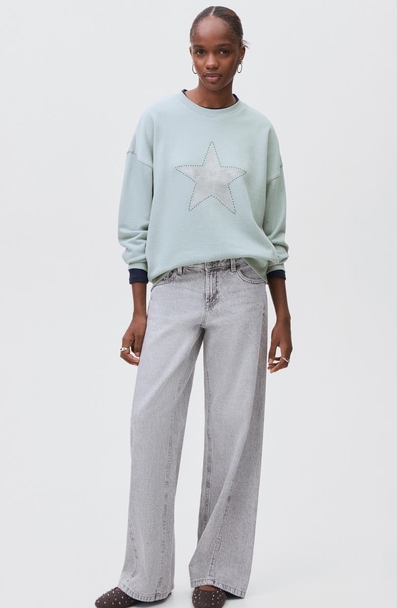MANGO TEEN Star Studded Sweatshirt, Alternate, color, Green