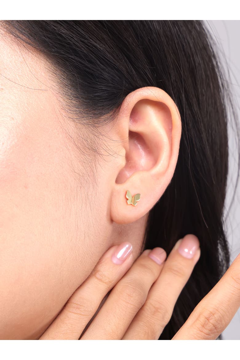 Butterfly Stud Earrings in 14K Gold, 6mm, Alternate, color, Yellow Gold