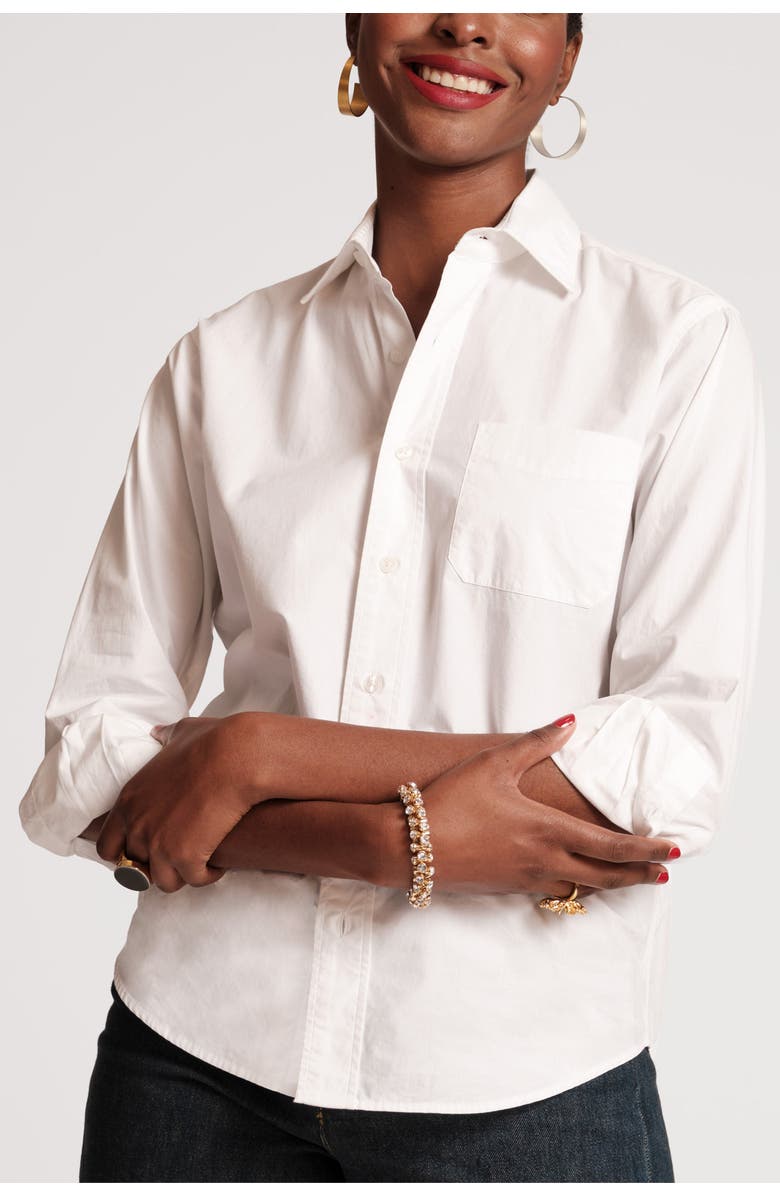 Frances Valentine Perfect White Button Down Cotton Poplin, Alternate, color, 