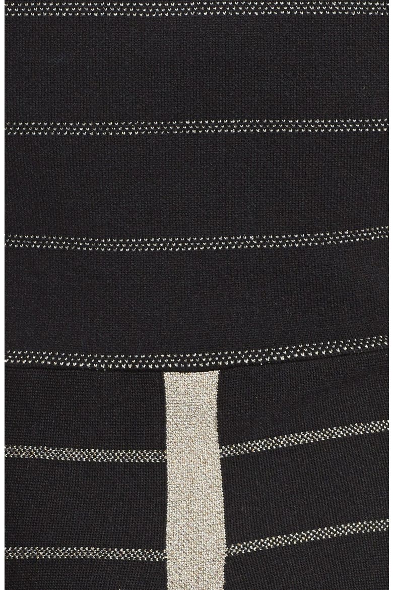 Metallic Fit & Flare Sweater Dress, Alternate, color, BLACK/ GOLD