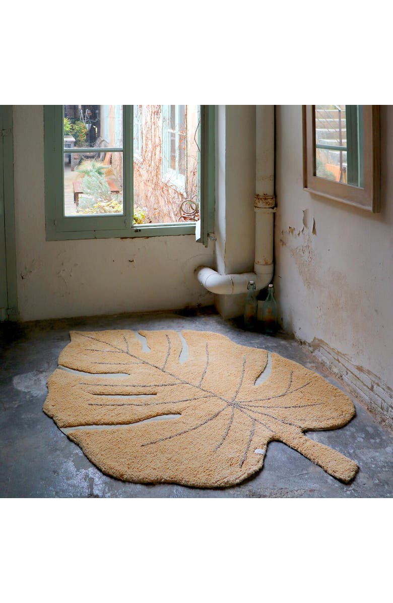 Lorena Canals Washable Rug Monstera, Alternate, color, Honey