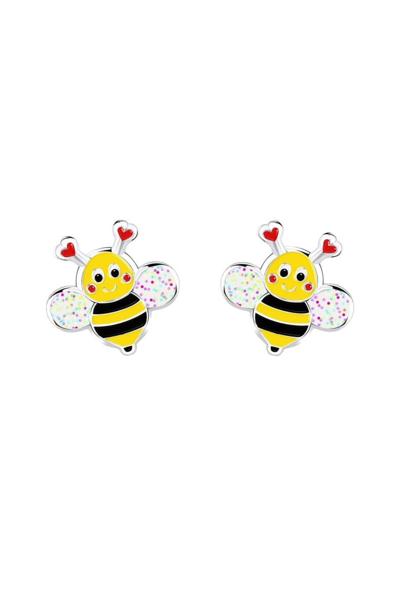 Kids' Sterling Silver Bumblebee Stud Earrings in Gift Bottle, Alternate, color, Yellow