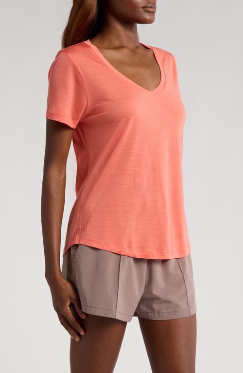 Smartwool Ultralite V-neck Short Sleeve T-shirt In Coral Reef
