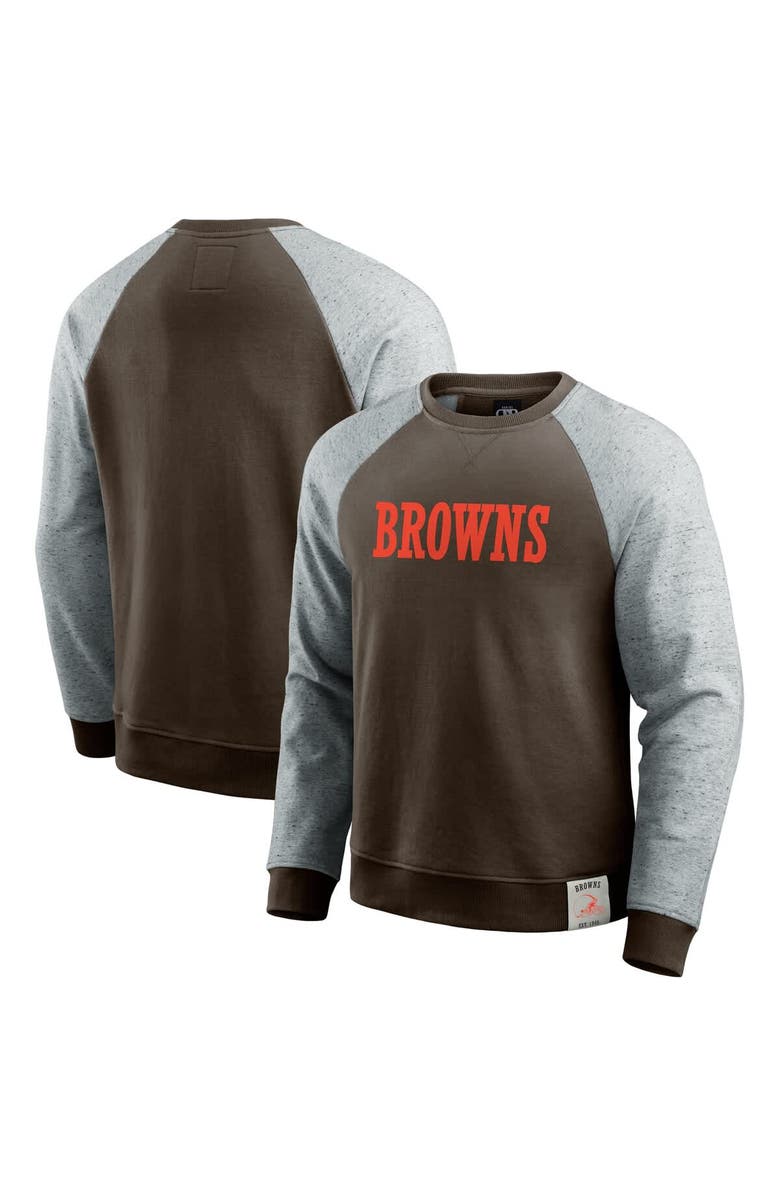 Darius Rucker Collection by Fanatics Men's Darius Rucker Collection by Fanatics Brown/Heather Gray Cleveland Browns Colorblock Pullover Sweatshirt, Alternate, color, Brown
