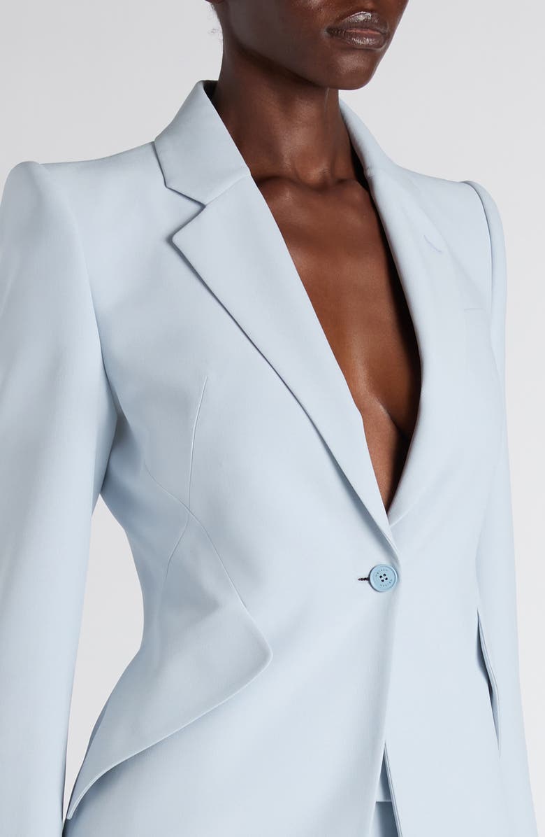 McQueen Leaf Crepe Jacket, Alternate, color, Turquoise Blue